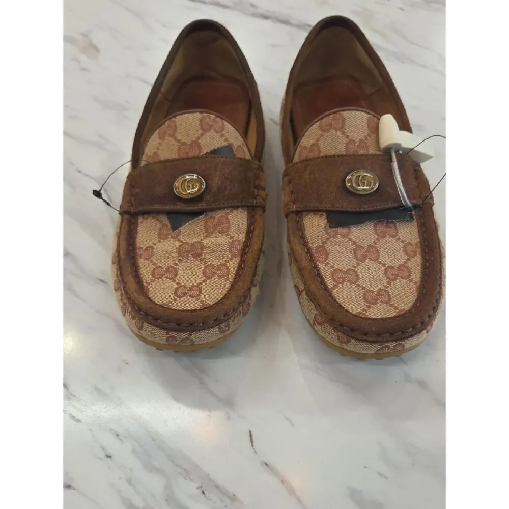 Gucci Brown Monogram Men’s Driving Loafers